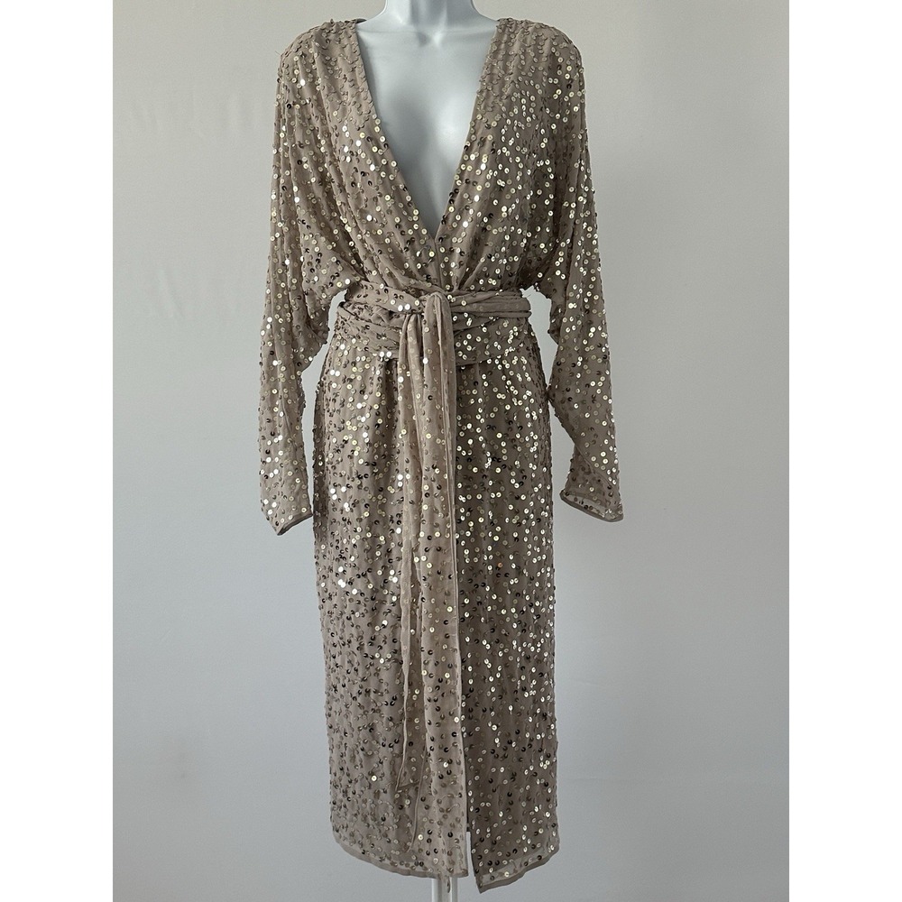 NWT! ASOS DESIGN Lt. Gray Sequin Dress, Size 12 (b26) Disco, Party Diva